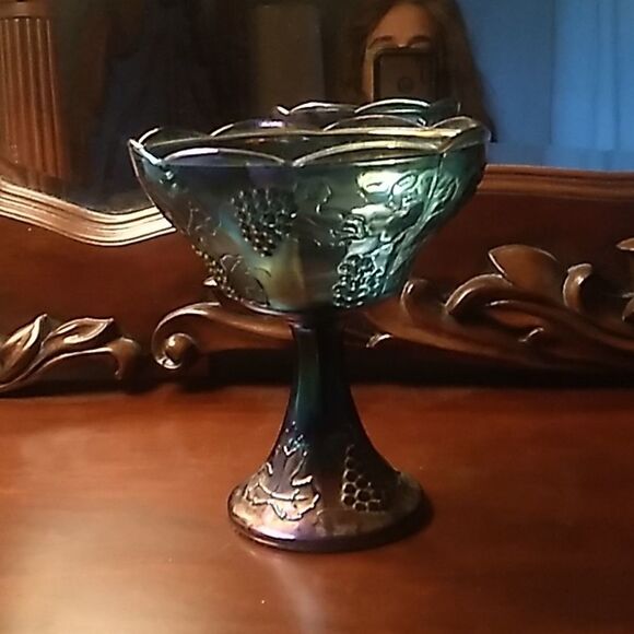 Carnival Glass Compote  - Picture 1 of 8